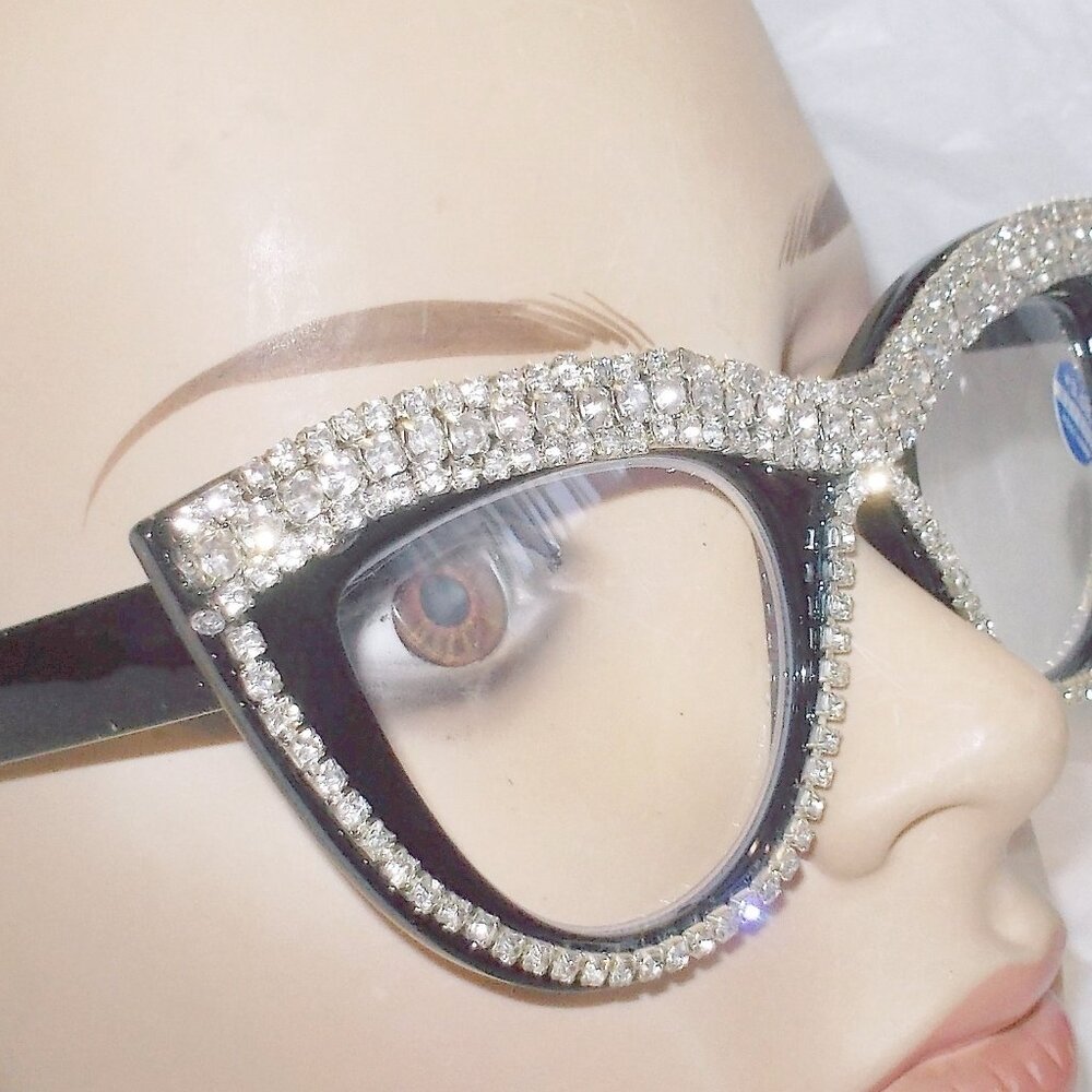 BLINGED OUT RHINESTONE READERS 2.50 STRENGTH BLACK BEAUTIES! - Picture 4 of 4